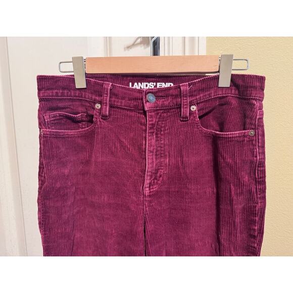 Lands' End Women's Burgandy Maroon Corduroy Straight Leg Mid Rise Jeans Pants 8 - Picture 2 of 11